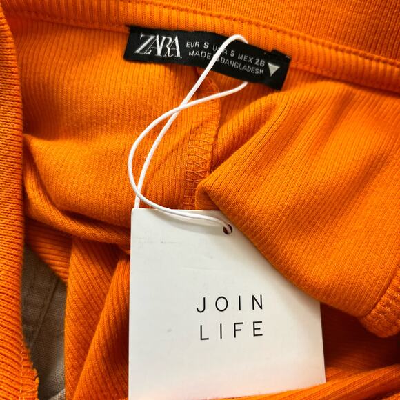 Zara Orange Ribbed V-neck Racer Back Dress - Picture 7 of 7